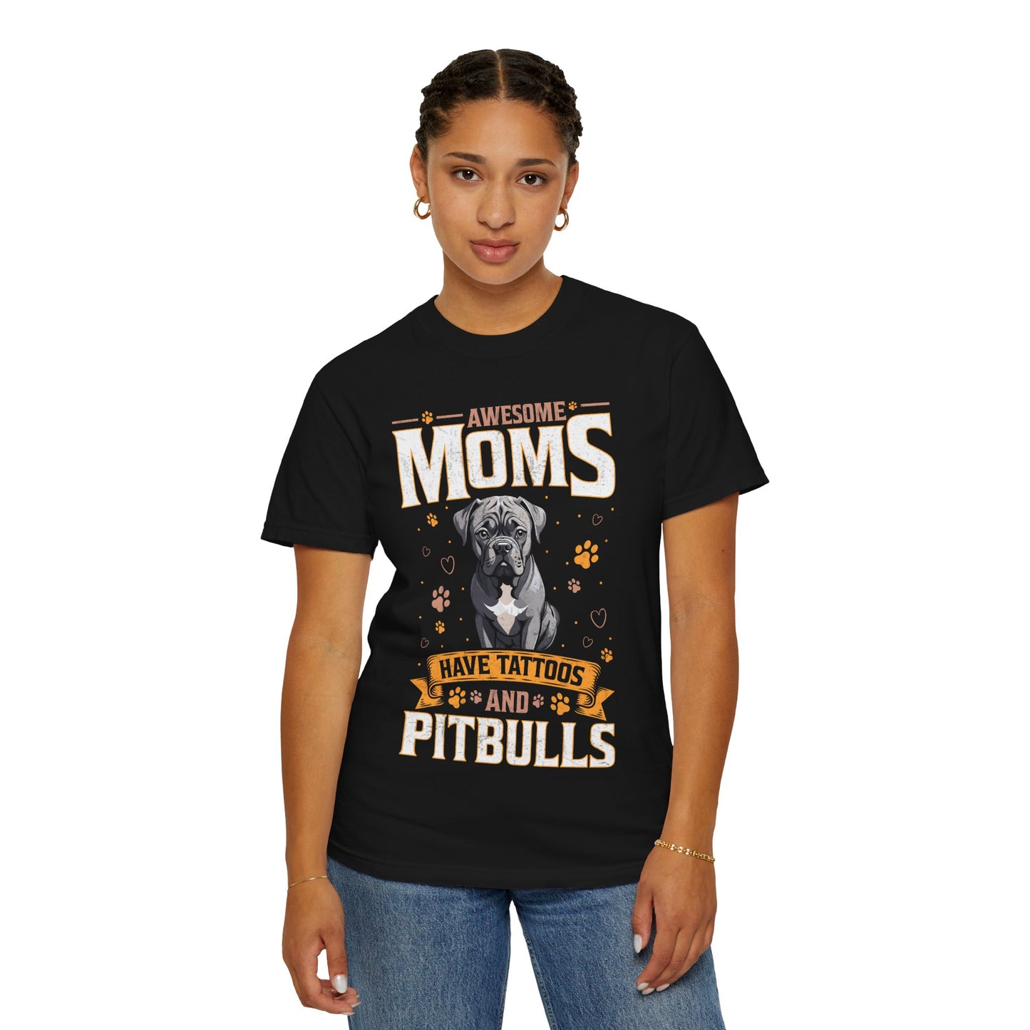 Awesome Mom With Tattoos And Pitbulls Funny Dog Lover T Shirt For Women