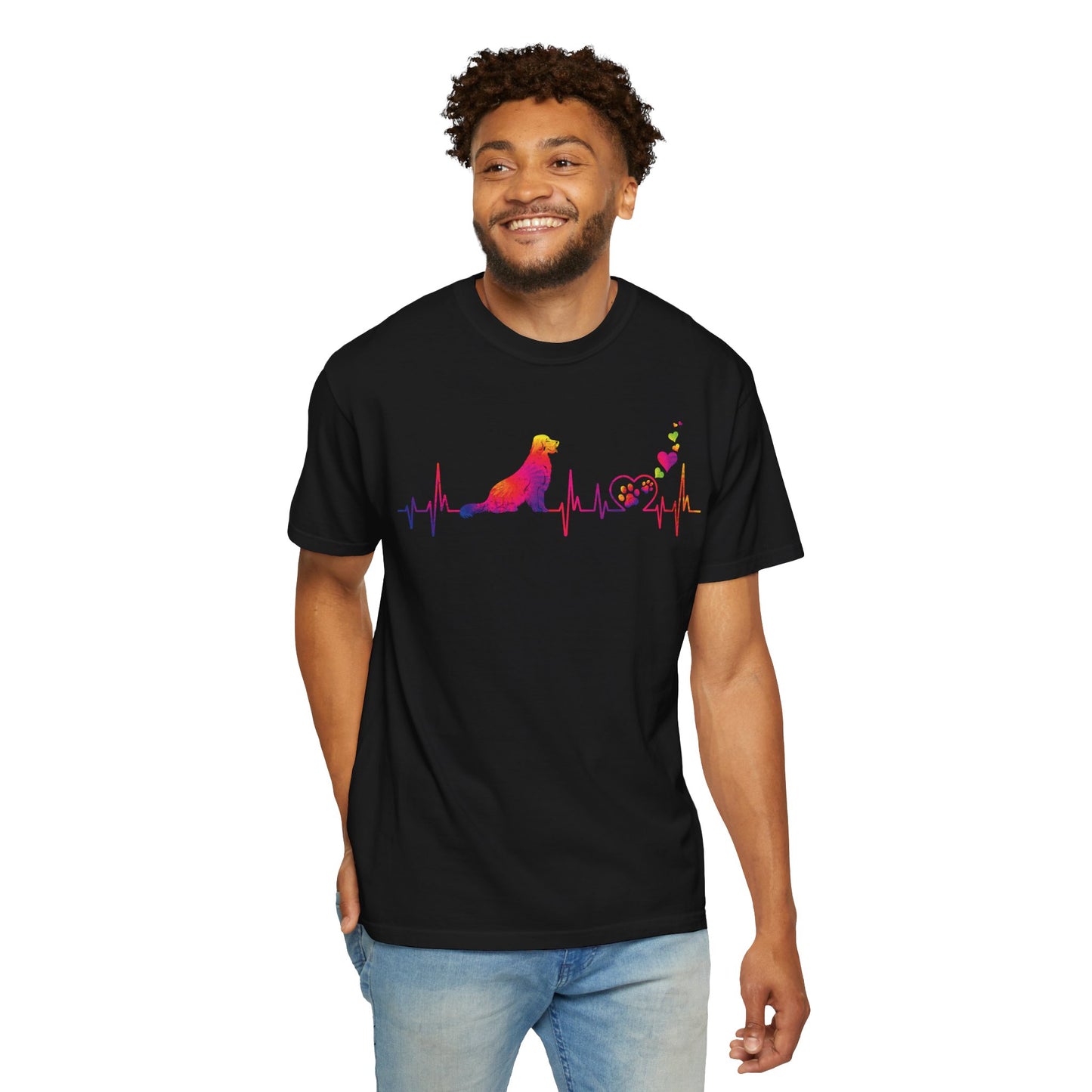 Golden Retriever Mom Dad Heartbeat Tie Dye Dog Lover T Shirt