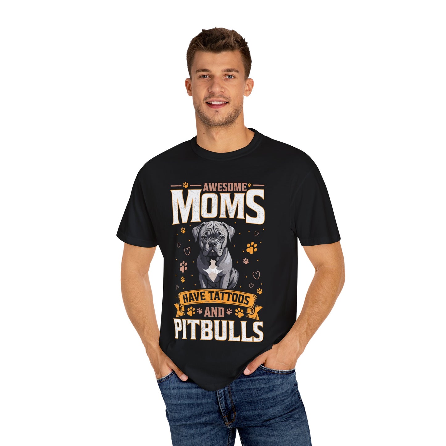 Awesome Mom With Tattoos And Pitbulls Funny Dog Lover T Shirt For Women