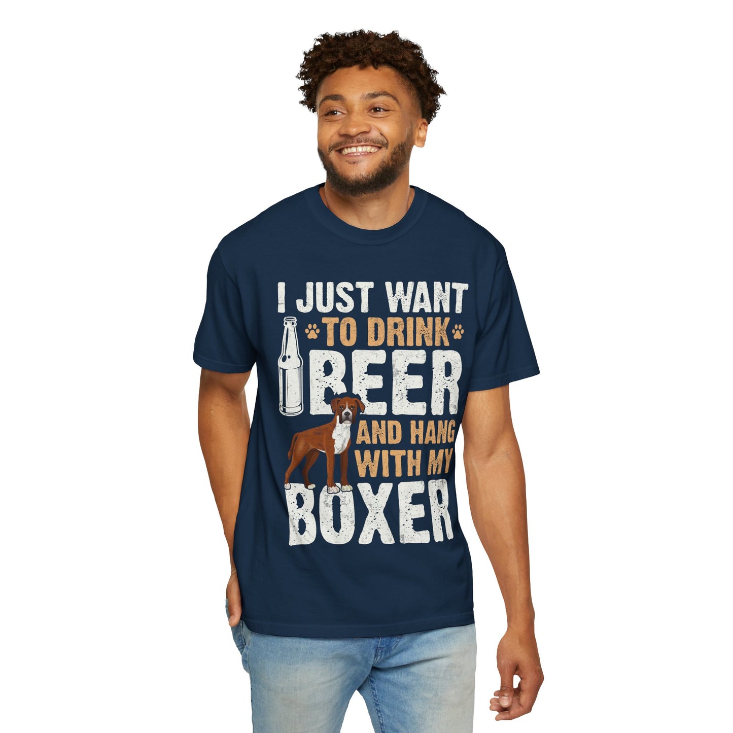 I Just Want To Drink Beer And Hang With My Boxer T Shirt Funny Dog Lover Gift For Pet Owners