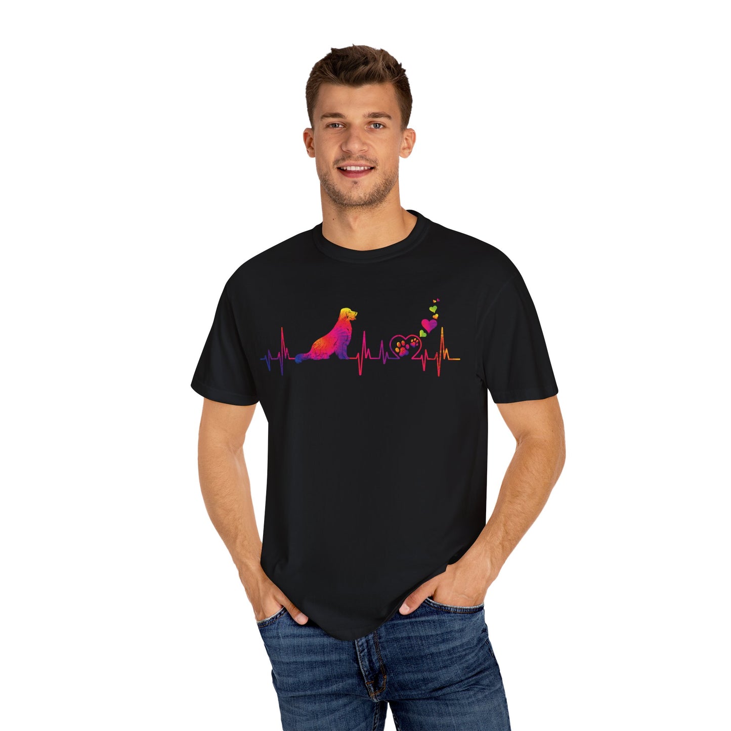 Golden Retriever Mom Dad Heartbeat Tie Dye Dog Lover T Shirt