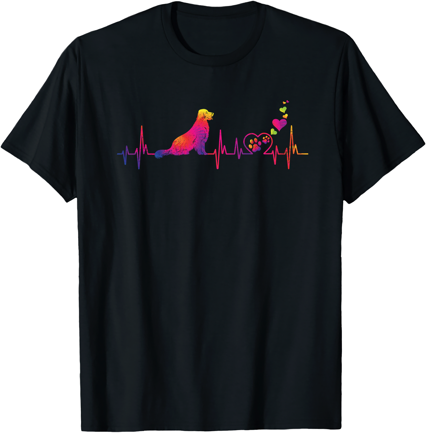 Golden Retriever Mom Dad Heartbeat Tie Dye Dog Lover T Shirt