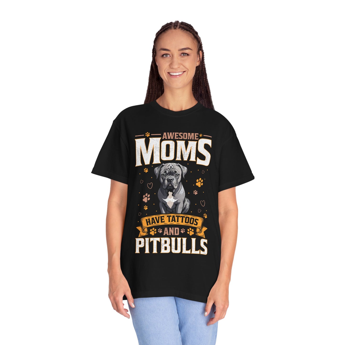 Awesome Mom With Tattoos And Pitbulls Funny Dog Lover T Shirt For Women