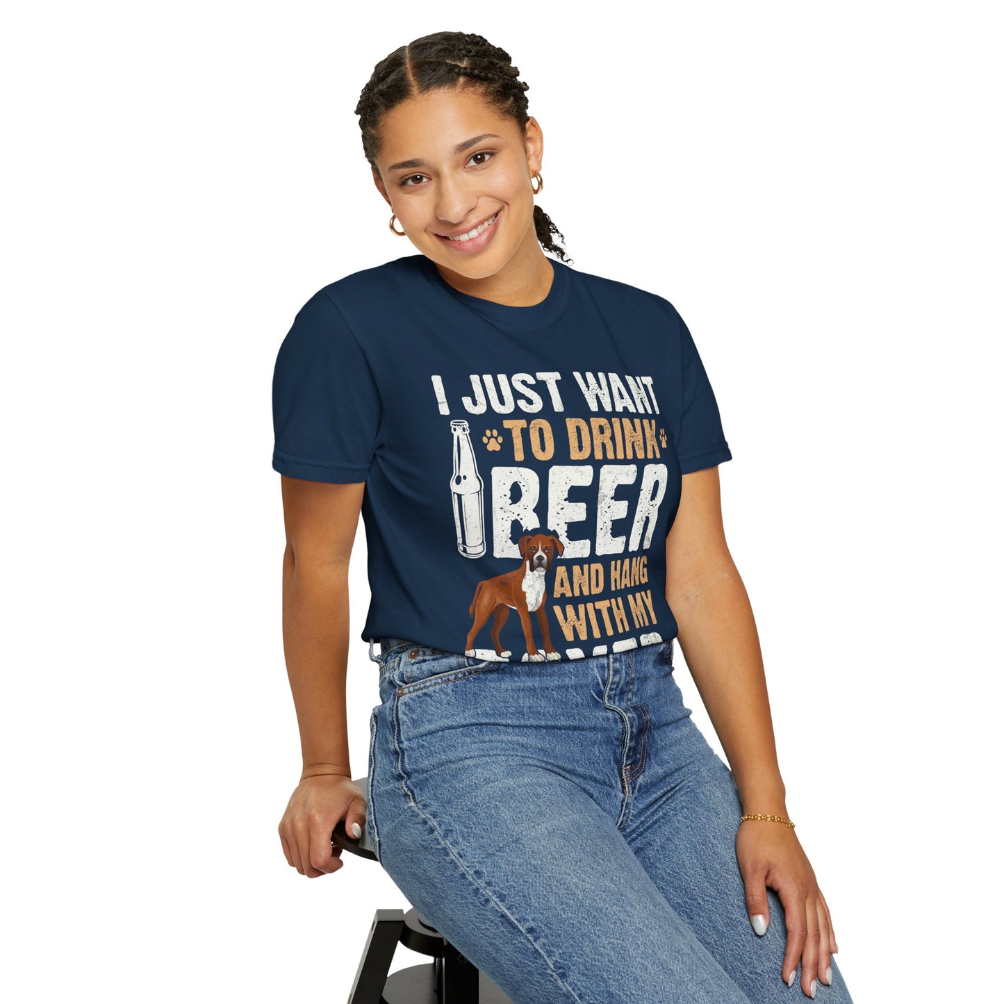 I Just Want To Drink Beer And Hang With My Boxer T Shirt Funny Dog Lover Gift For Pet Owners
