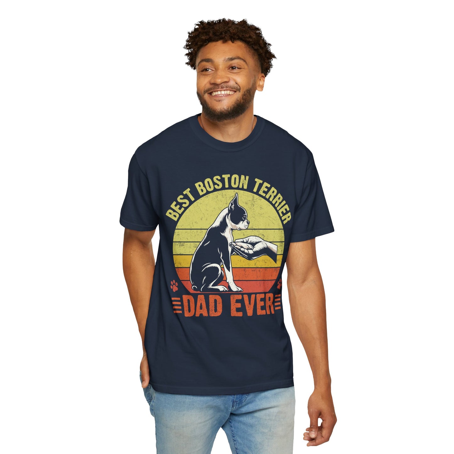 Best Boston Terrier Dad Ever Funny Dog Lover T-Shirt – Boston Terrier Gift for Dog Dad