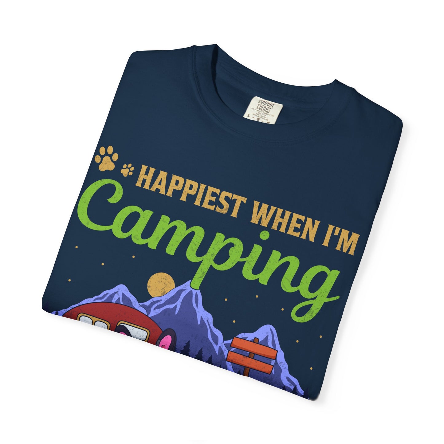 Happiest When I Am Camping With My Boston Terrier Funny Dog Lover Unisex T-Shirt