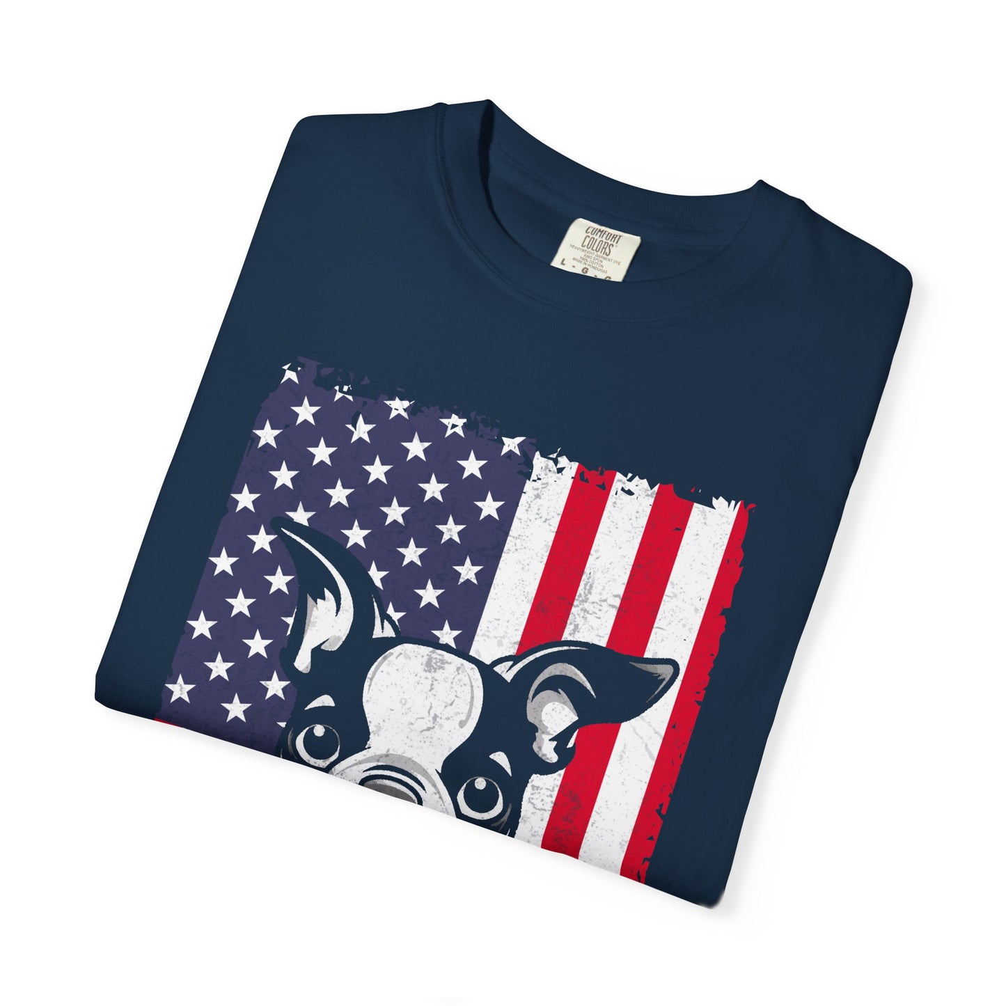 Patriotic Dog T-Shirt with American Flag Design Unisex Graphic Tee Gift for Dog Owners