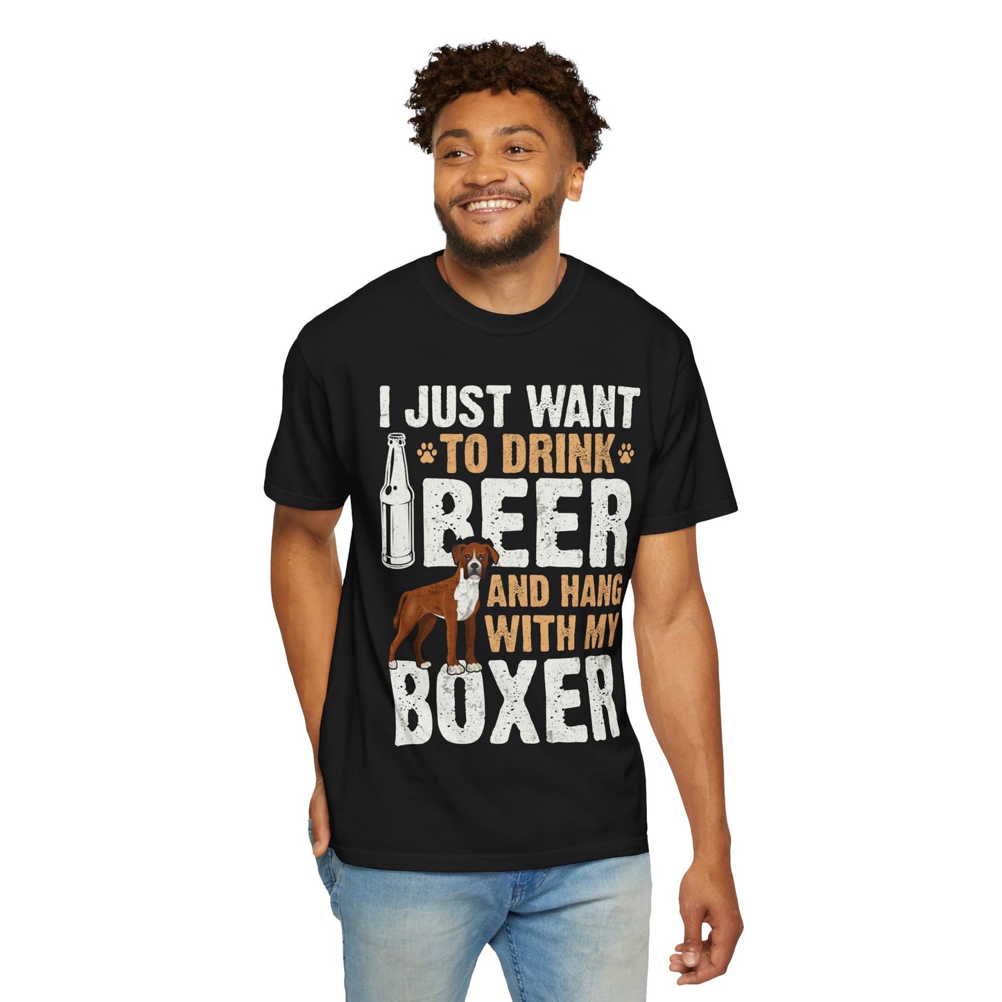 I Just Want To Drink Beer And Hang With My Boxer T Shirt Funny Dog Lover Gift For Pet Owners