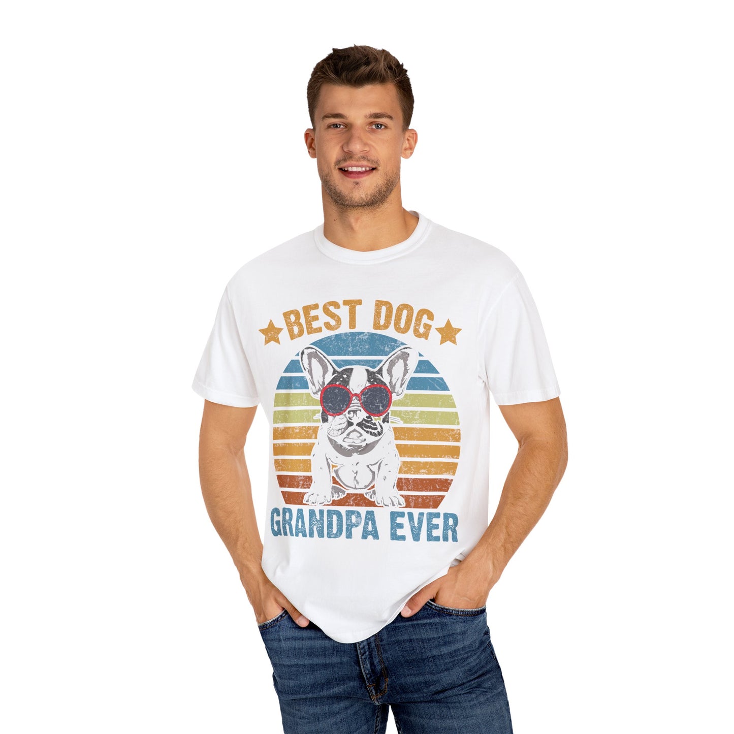 Best Dog Grandpa Ever T-Shirt | Unisex Soft Cotton Tee | Dog Lover Gift for Father’s Day & Pet Grandfathers