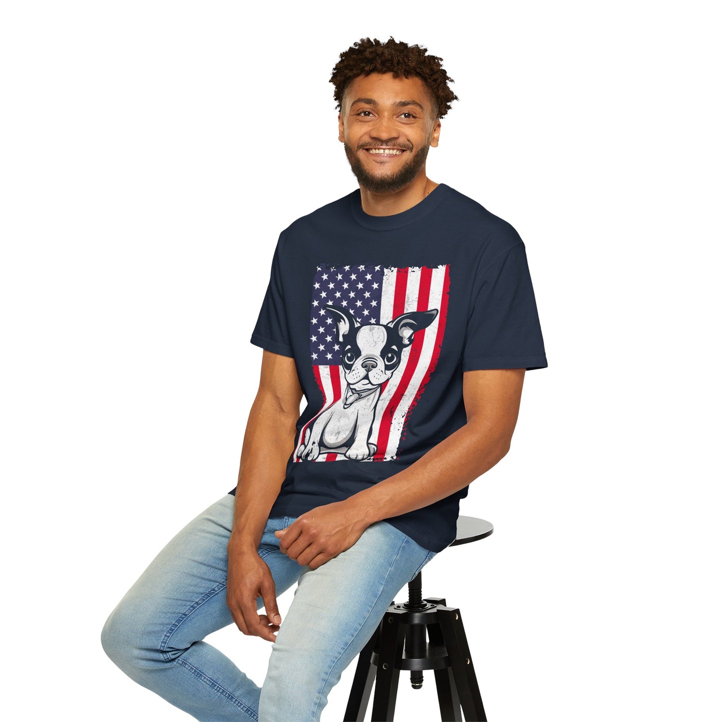 Patriotic Dog T-Shirt with American Flag Design Unisex Graphic Tee Gift for Dog Owners