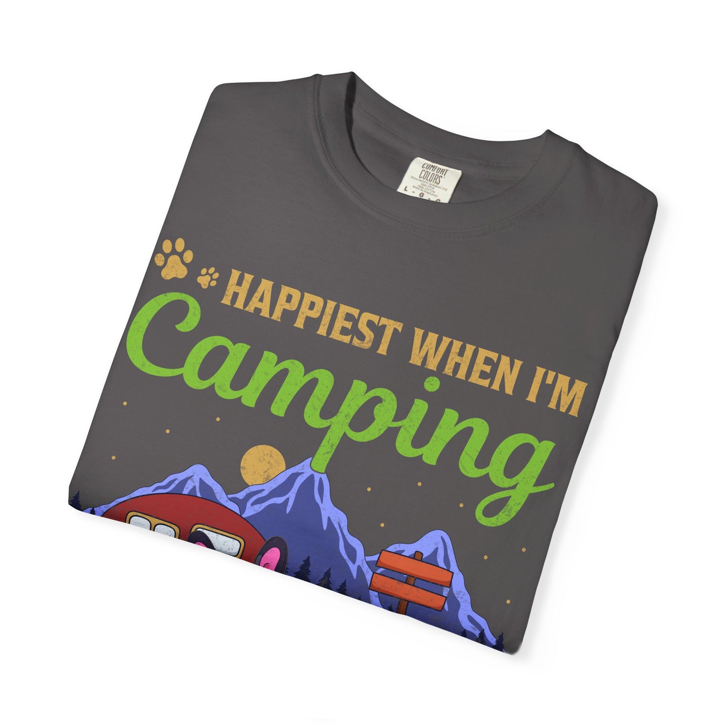 Happiest When I Am Camping With My Boston Terrier Funny Dog Lover Unisex T-Shirt