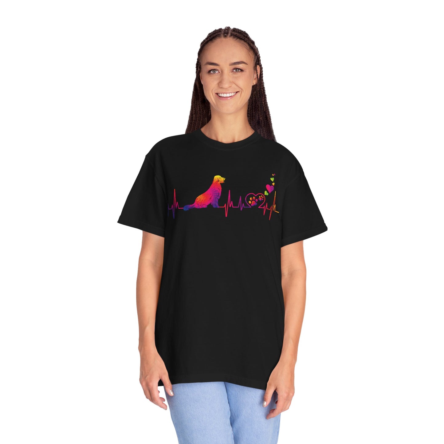 Golden Retriever Mom Dad Heartbeat Tie Dye Dog Lover T Shirt