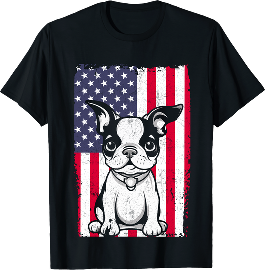 Patriotic Dog T-Shirt with American Flag Design Unisex Graphic Tee Gift for Dog Owners