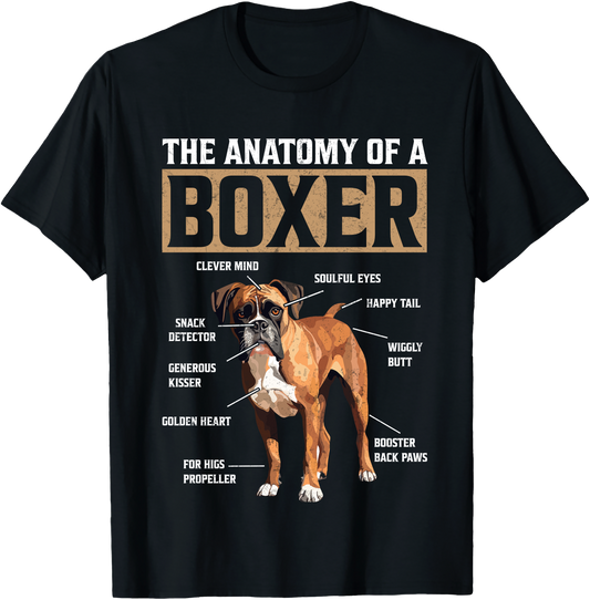 Anatomy Of A Boxer Dog Lover T Shirt Funny Boxer Mom Dad Pet Owner Gift Apparel Tee