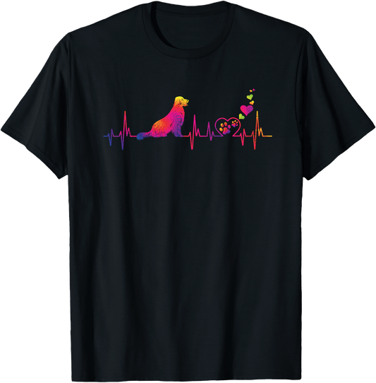 Golden Retriever Mom Dad Heartbeat Tie Dye Dog Lover T Shirt