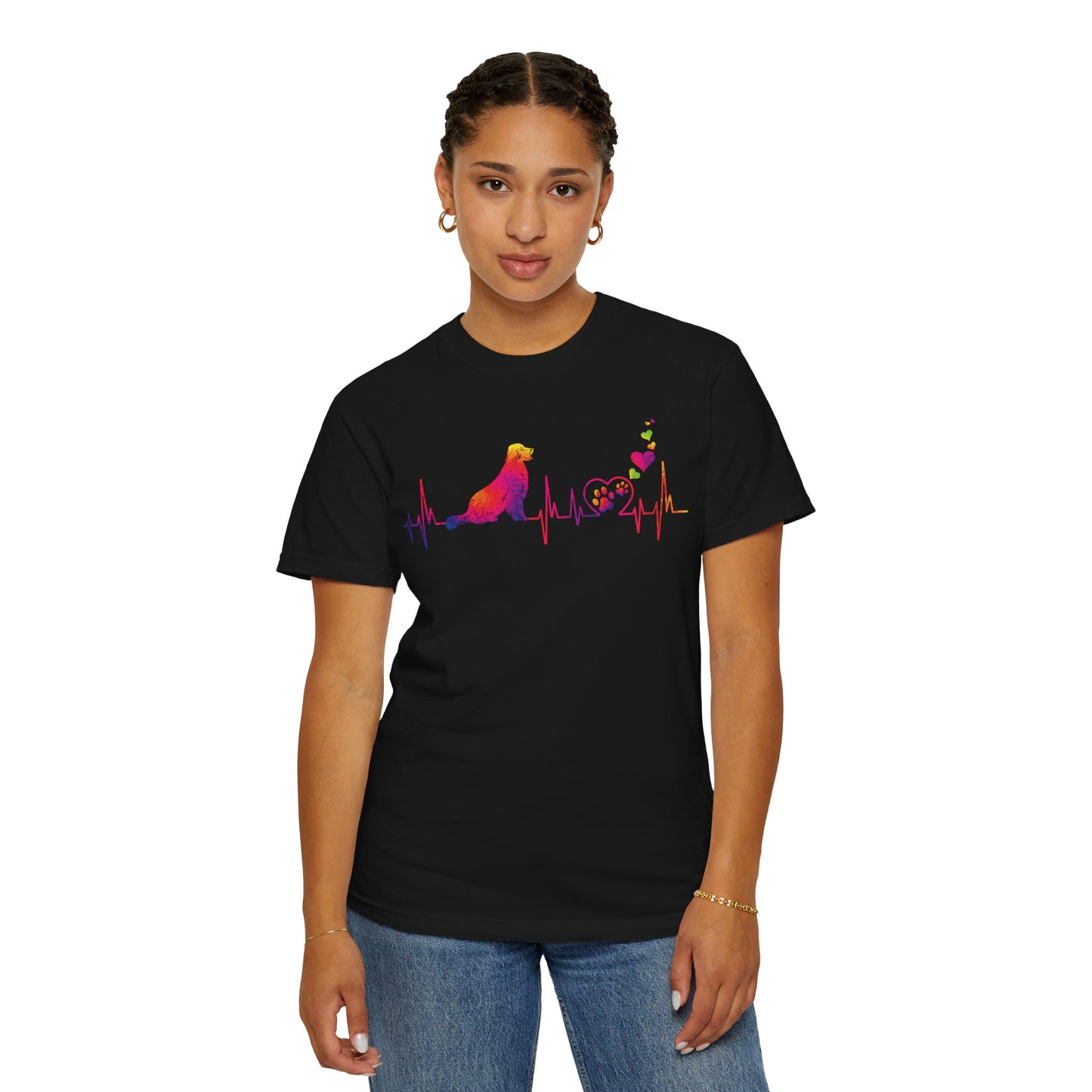 Golden Retriever Mom Dad Heartbeat Tie Dye Dog Lover T Shirt