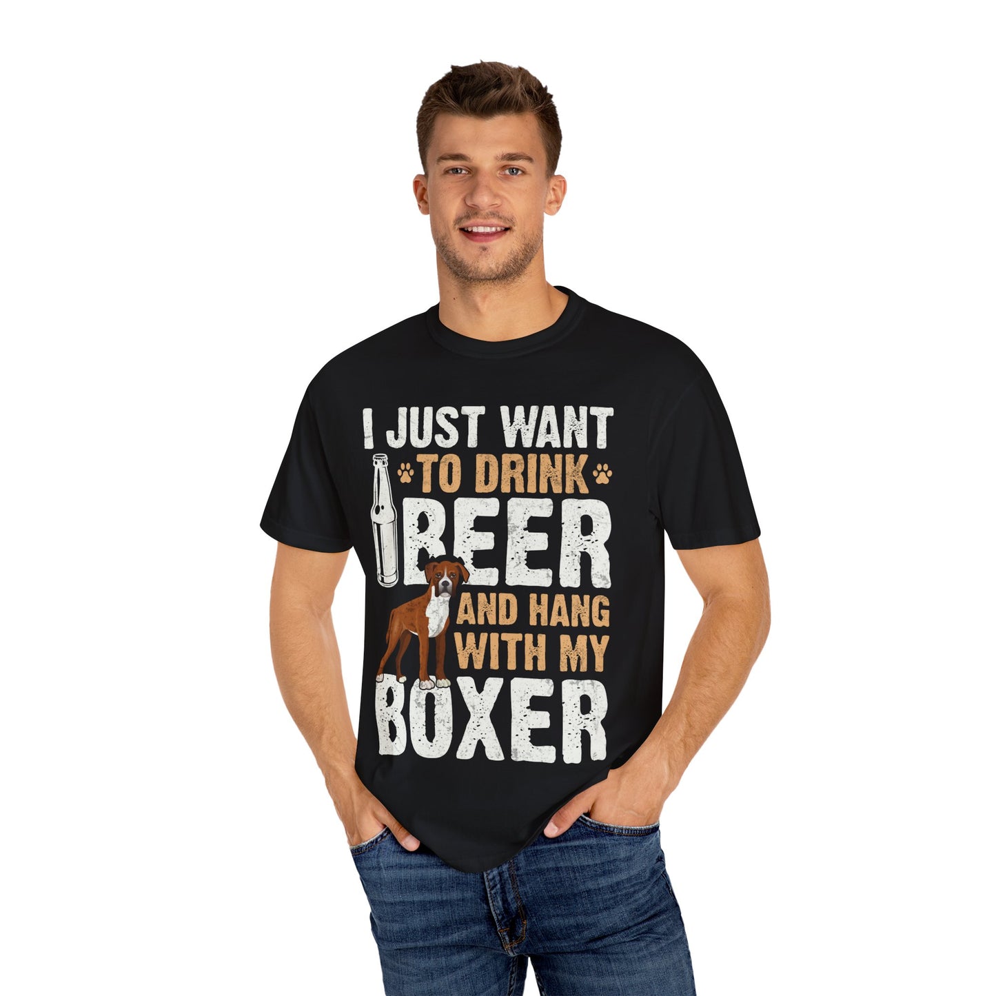 I Just Want To Drink Beer And Hang With My Boxer T Shirt Funny Dog Lover Gift For Pet Owners