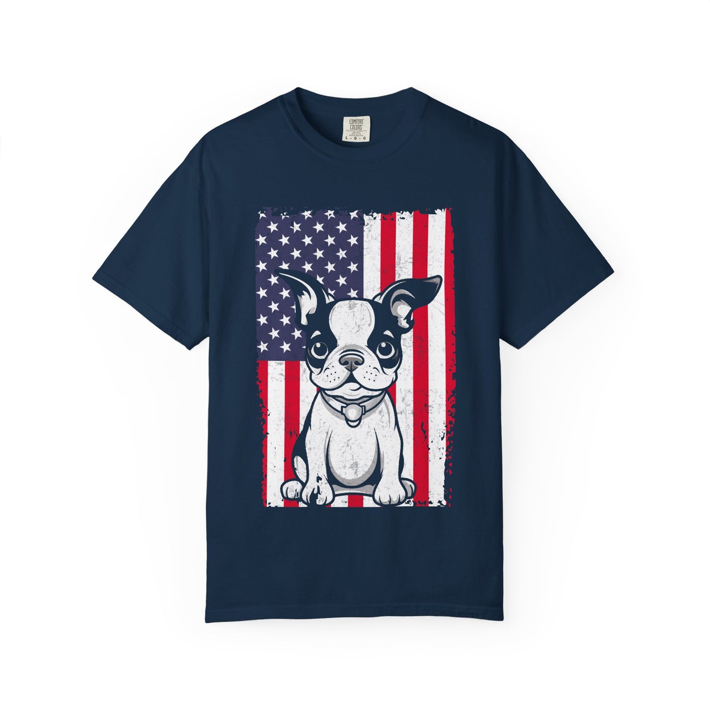 Patriotic Dog T-Shirt with American Flag Design Unisex Graphic Tee Gift for Dog Owners