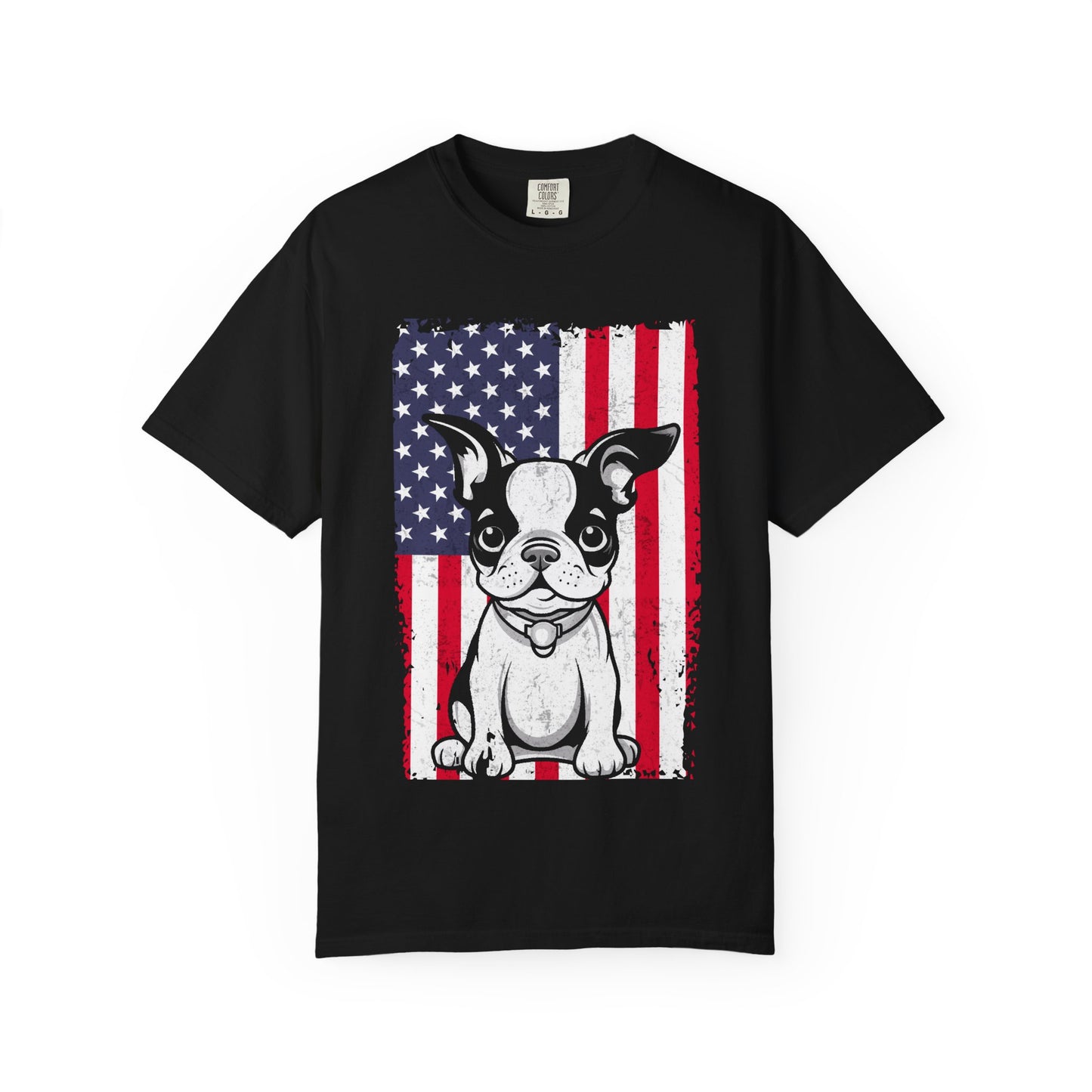Patriotic Dog T-Shirt with American Flag Design Unisex Graphic Tee Gift for Dog Owners