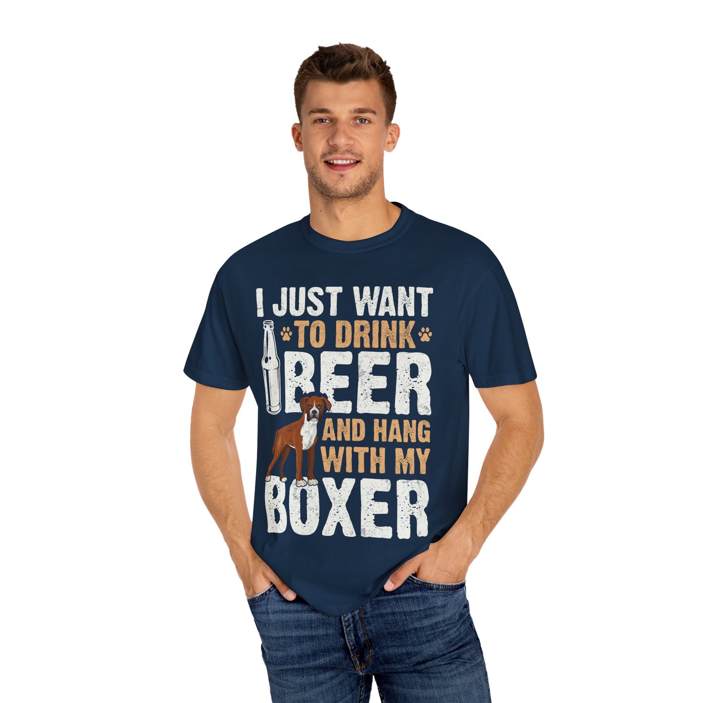 I Just Want To Drink Beer And Hang With My Boxer T Shirt Funny Dog Lover Gift For Pet Owners